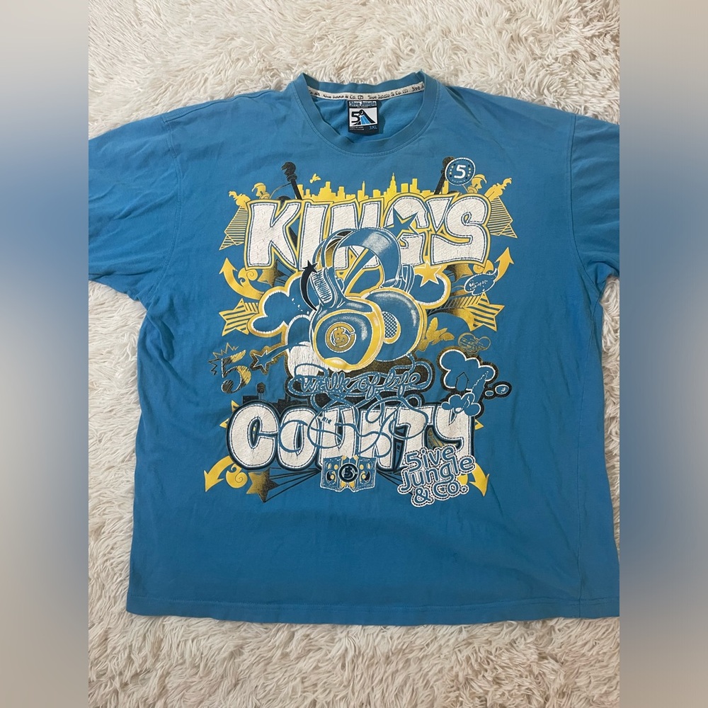 3XL Vintage Y2K 5ive Jungle T-Shirt Blue NY Distressed‎ Hip Hop Streetwear